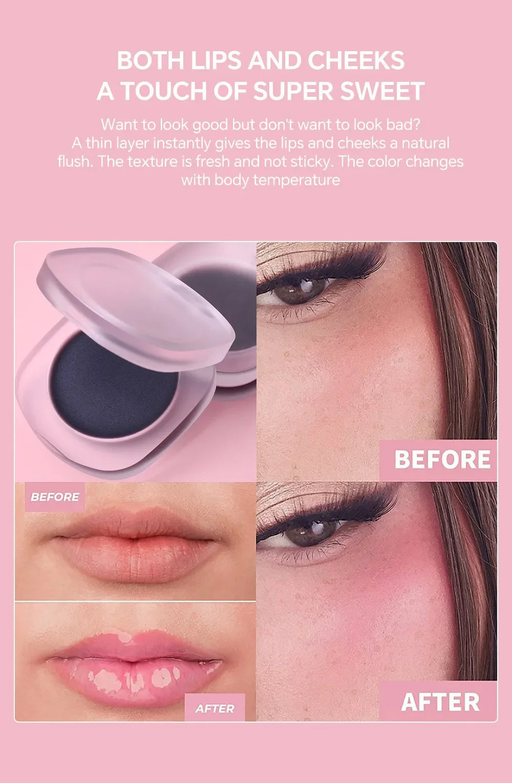 Private Label Color Changing Blush Cream Custom Waterproof Lasting Black Temperature Change Makeup Wholesale Black-White Box