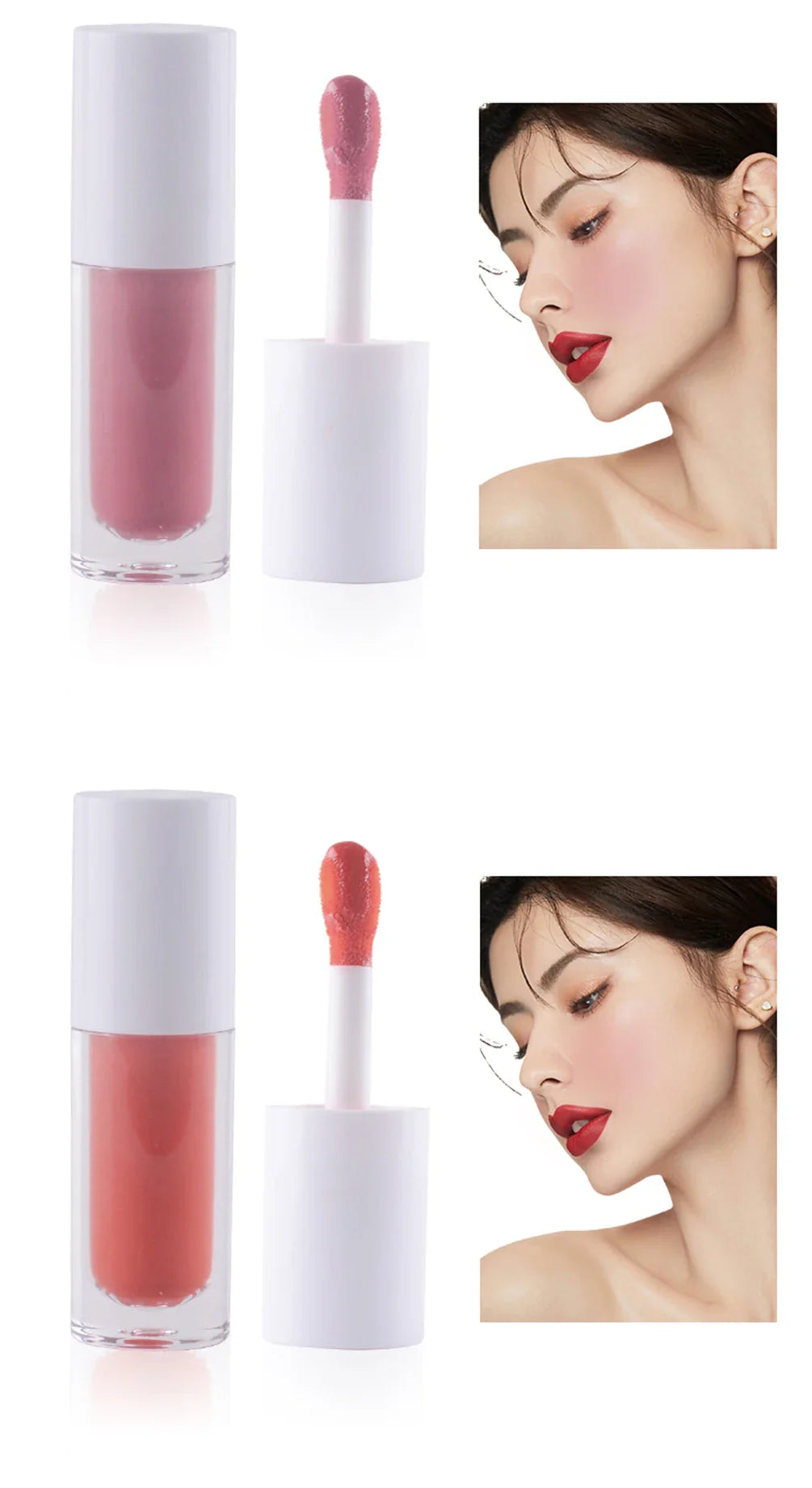 Round Tube White Box Powder Blusher Milk Muticolor Pigment Waterproof Private Label Liquid Blush Custom Bulk Eye Makeup Beauty
